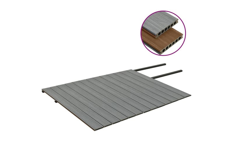 terrassebrædder med tilbehør WPC 26 m² 2,2 m brun og grå - Brun - Træflise balkon - Vinylgulv & plastik gulv - Gulvplader & plastikfliser
