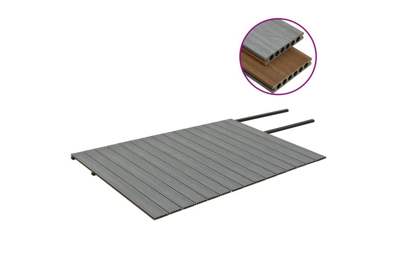 terrassebrædder med tilbehør WPC 30 m² 2,2 m brun og grå - Brun - Træflise balkon - Vinylgulv & plastik gulv - Gulvplader & plastikfliser