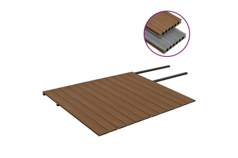 terrassebrædder med tilbehør WPC 30 m² 4 m brun og grå - Brun - Hus & renovering - Byggeri - Gulv, væg & tag - Gulv - Vinylgulv & plastik gulv
