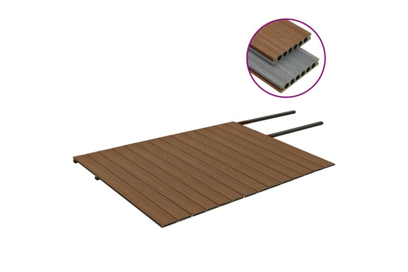 terrassebrædder med tilbehør WPC 35 m² 4 m brun og grå - Brun - Hus & renovering - Byggeri - Gulv, væg & tag - Gulv - Vinylgulv & plastik gulv