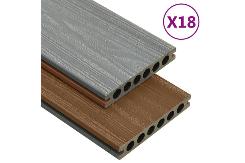 terrassebrædder med tilbehør WPC 36 m² 2,2 m brun og grå - Brun - Træflise balkon - Vinylgulv & plastik gulv - Gulvplader & plastikfliser