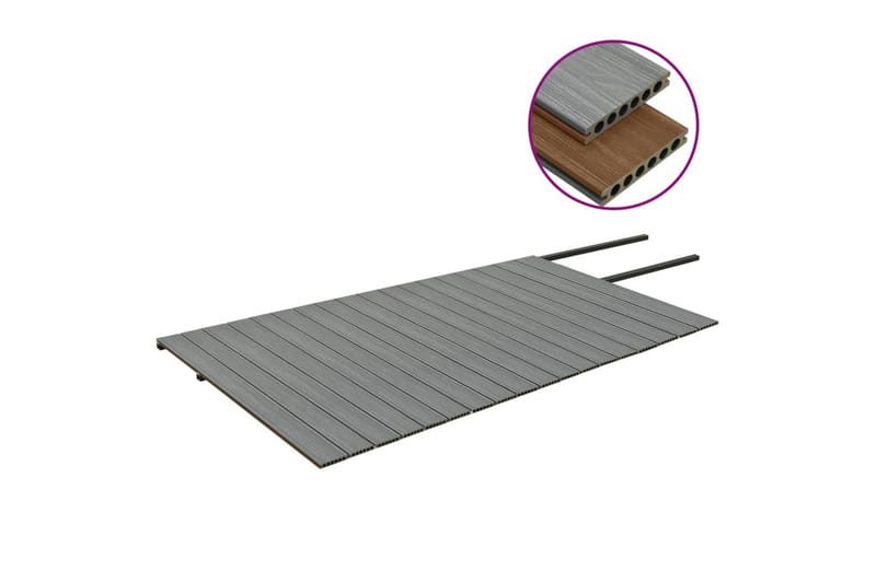 terrassebrædder med tilbehør WPC 36 m² 2,2 m brun og grå - Brun - Hus & renovering - Byggeri - Gulv, væg & tag - Gulv - Vinylgulv & plastik gulv