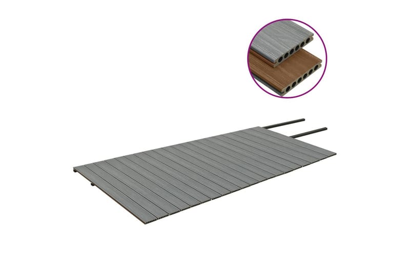 terrassebrædder med tilbehør WPC 40 m² 2,2 m brun og grå - Brun - Hus & renovering - Byggeri - Gulv, væg & tag - Gulv - Vinylgulv & plastik gulv