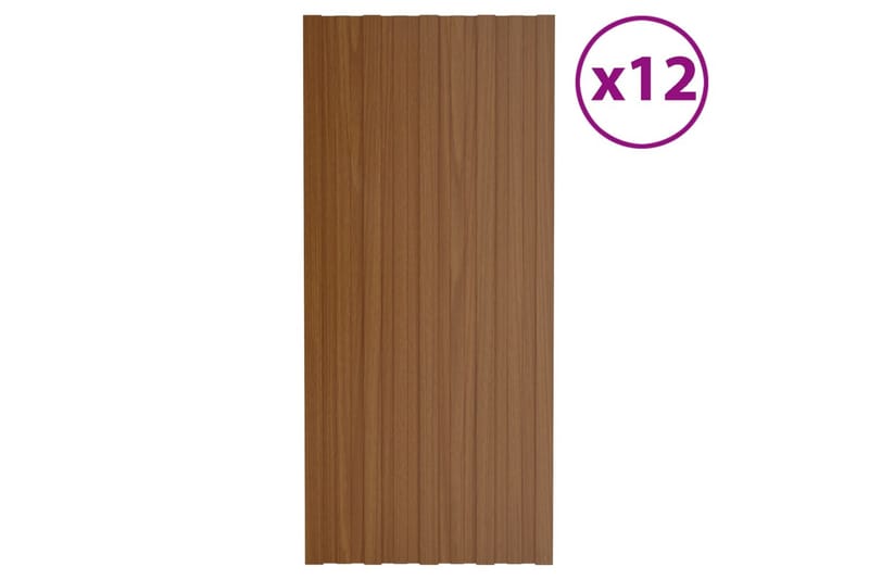 tagplader 12 stk. 100x45 cm galvaniseret stål brun - Hus & renovering - Byggeri - Gulv, væg & tag - Plademateriale & byggeplader - Loftpanel-loftplader