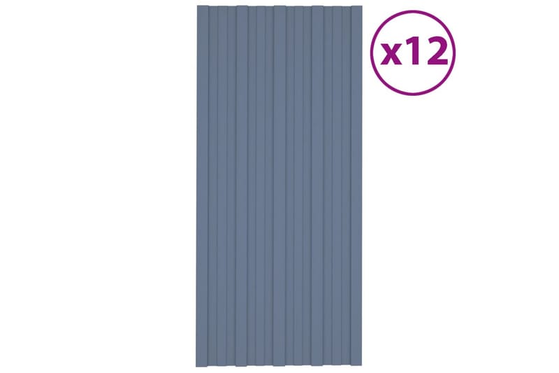 tagplader 12 stk. 100x45 cm galvaniseret stål grå - Loftpanel-loftplader