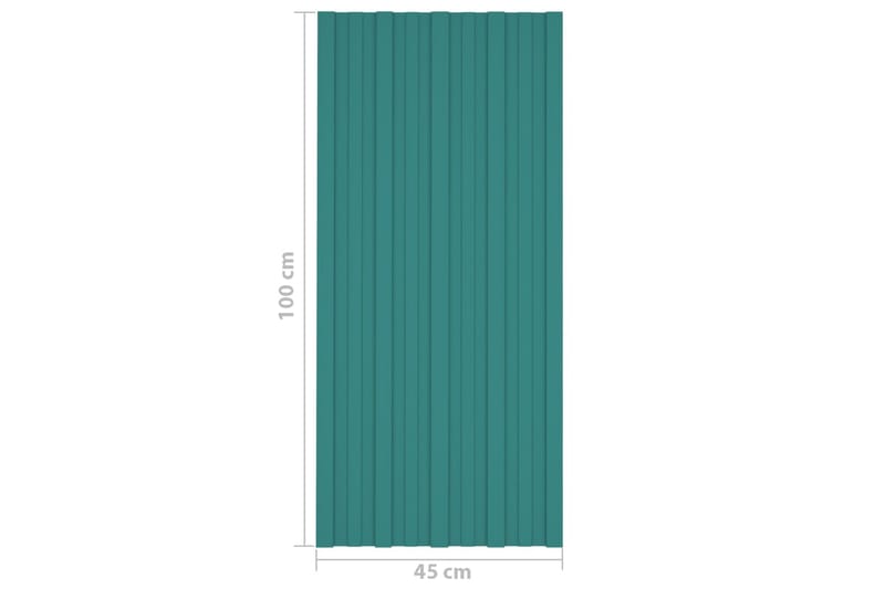 tagplader 12 stk. 100x45 cm galvaniseret stål grøn - Hus & renovering - Byggeri - Gulv, væg & tag - Plademateriale & byggeplader - Loftpanel-loftplader