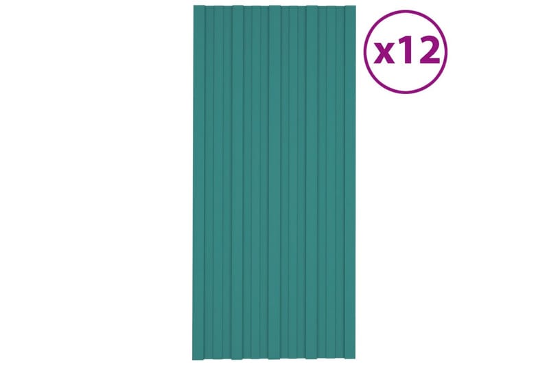 tagplader 12 stk. 100x45 cm galvaniseret stål grøn - Hus & renovering - Byggeri - Gulv, væg & tag - Plademateriale & byggeplader - Loftpanel-loftplader