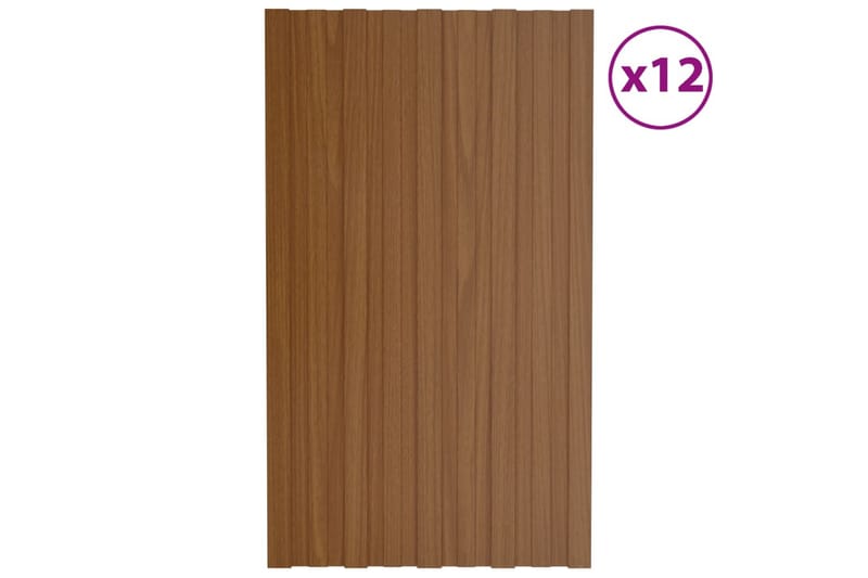tagplader 12 stk. 80x45 cm galvaniseret stål brun - Hus & renovering - Byggeri - Gulv, væg & tag - Plademateriale & byggeplader - Loftpanel-loftplader