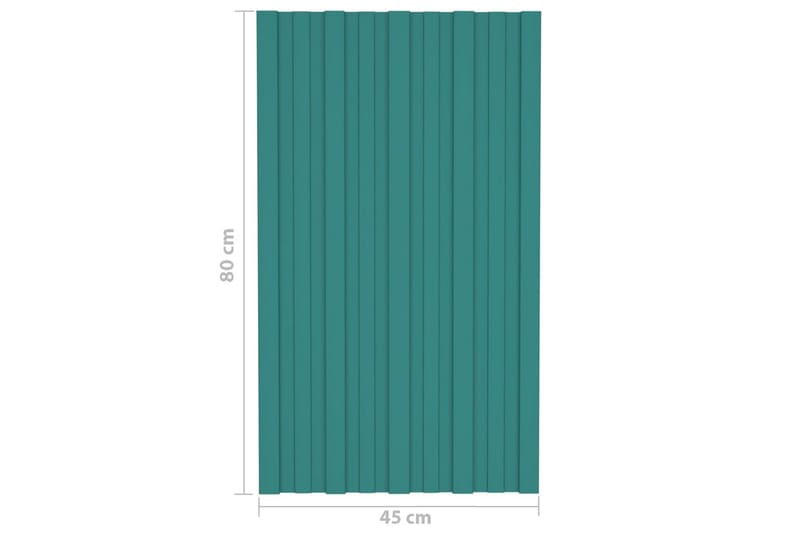 tagplader 12 stk. 80x45 cm galvaniseret stål grøn - Hus & renovering - Byggeri - Gulv, væg & tag - Plademateriale & byggeplader - Loftpanel-loftplader