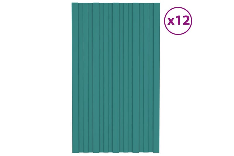 tagplader 12 stk. 80x45 cm galvaniseret stål grøn - Hus & renovering - Byggeri - Gulv, væg & tag - Plademateriale & byggeplader - Loftpanel-loftplader