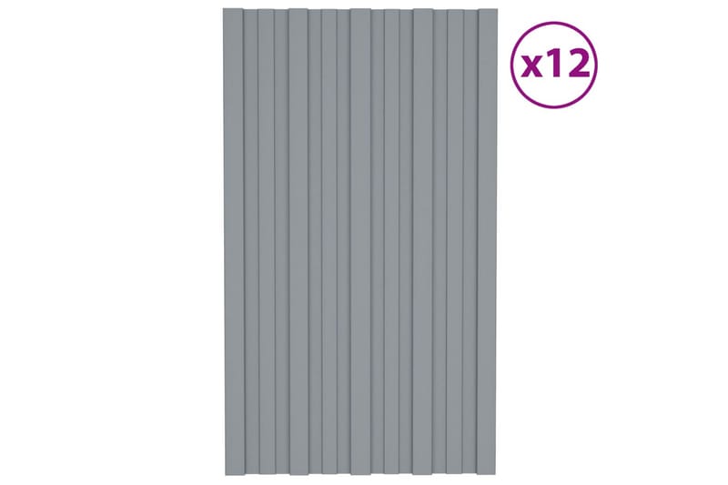 tagplader 12 stk. 80x45 cm galvaniseret stål sølvfarvet - Hus & renovering - Byggeri - Gulv, væg & tag - Plademateriale & byggeplader - Loftpanel-loftplader