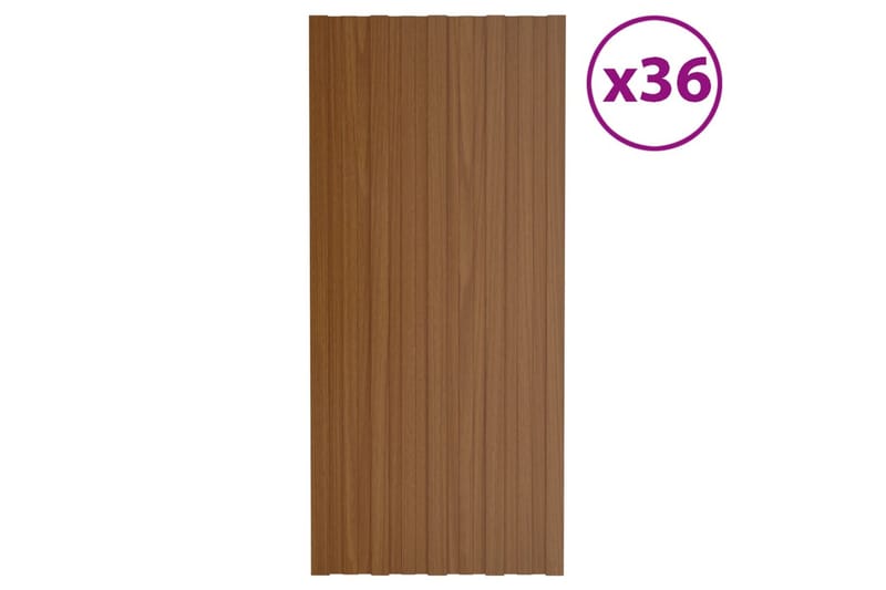 tagplader 36 stk. 100x45 cm galvaniseret stål brun - Hus & renovering - Byggeri - Gulv, væg & tag - Plademateriale & byggeplader - Loftpanel-loftplader