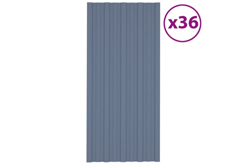 tagplader 36 stk. 100x45 cm galvaniseret stål grå - Hus & renovering - Byggeri - Gulv, væg & tag - Plademateriale & byggeplader - Loftpanel-loftplader
