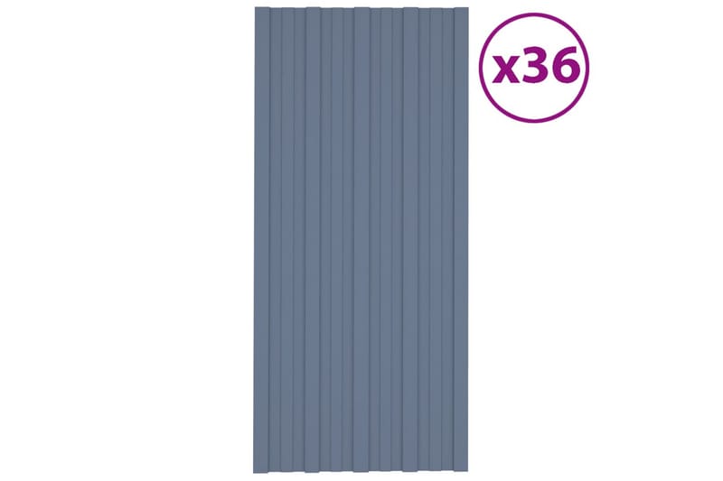 tagplader 36 stk. 100x45 cm galvaniseret stål grå - Loftpanel-loftplader