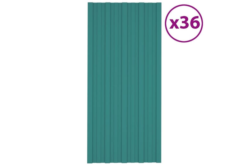 tagplader 36 stk. 100x45 cm galvaniseret stål grøn - Hus & renovering - Byggeri - Gulv, væg & tag - Plademateriale & byggeplader - Loftpanel-loftplader