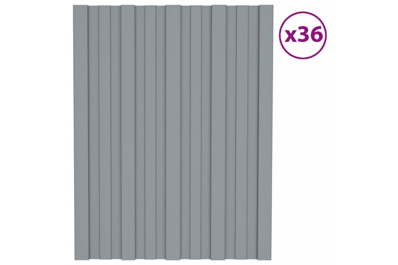 tagplader 36 stk. 60x45 cm galvaniseret stål sølvfarvet - Hus & renovering - Byggeri - Gulv, væg & tag - Plademateriale & byggeplader - Loftpanel-loftplader