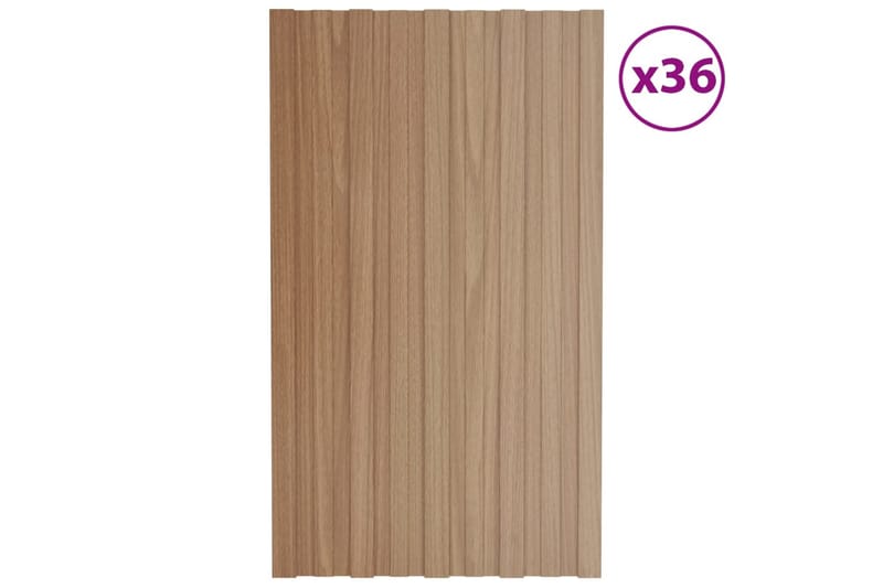 tagplader 36 stk. 80x45 cm galvaniseret stål lyst træ - Hus & renovering - Byggeri - Gulv, væg & tag - Plademateriale & byggeplader - Loftpanel-loftplader