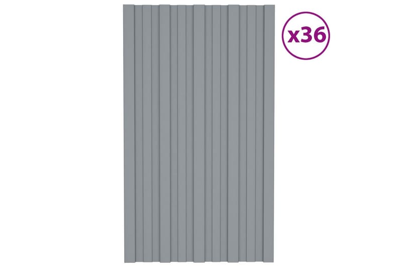 tagplader 36 stk. 80x45 cm galvaniseret stål sølvfarvet - Loftpanel-loftplader