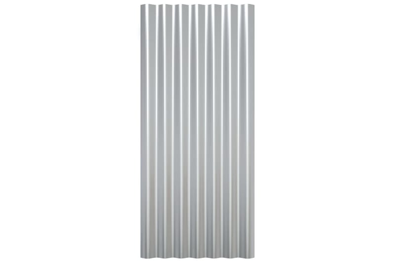 beBasic tagplader 12 stk. 80x36 cm pulverlakeret stål sølvfarvet - SÃ¸lv - Indertag