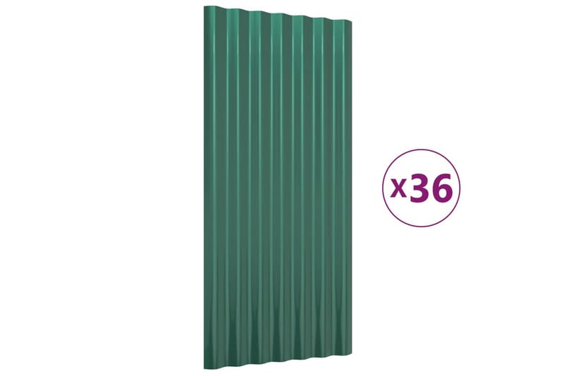 beBasic tagplader 36 stk. 80x36 cm pulverlakeret stål grøn - GrÃ¸n - Indertag