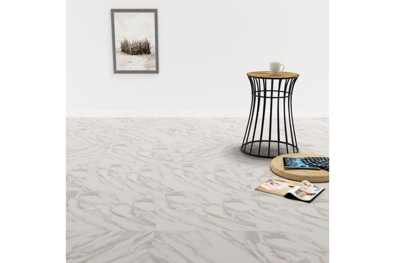 selvklæbende PVC-gulvbrædder 5,11 mÂ² hvid marmor - Hvid - Selvhæftende plastik