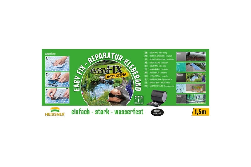 Reparationstape Heissner EasyFix 150 x 10 cm Sort - Sort - Hus & renovering - Byggeri - Søm, skruer & montering