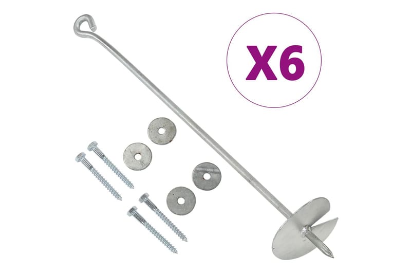 Jordankre 6 Stk. 10x60 cm Galvaniseret Metal - Hus & renovering - Byggeri - Søm, skruer & montering