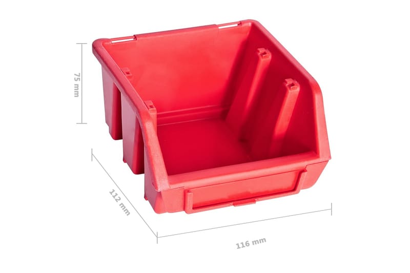 opbevaringssæt med vægpaneler 96 dele rød og sort - Rød - Sortimentkasse - Garageinteriør & garageopbevaring