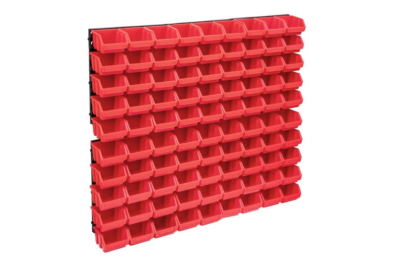 opbevaringssæt med vægpaneler 96 dele rød og sort - Rød - Sortimentkasse - Garageinteriør & garageopbevaring
