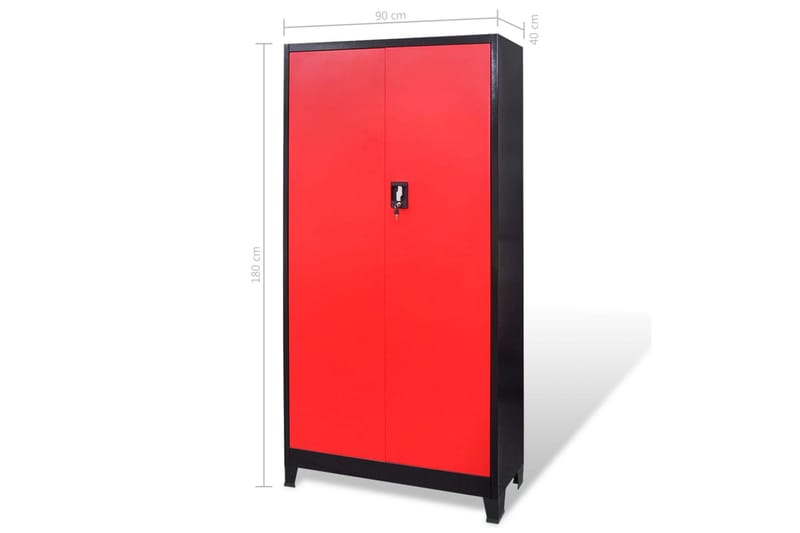Værktøjsskab med Værktøjskasse 90x40x180 cm Sort Og Rød - Rød - Hus & renovering - Værktøj & maskiner - Værktøjsopbevaring