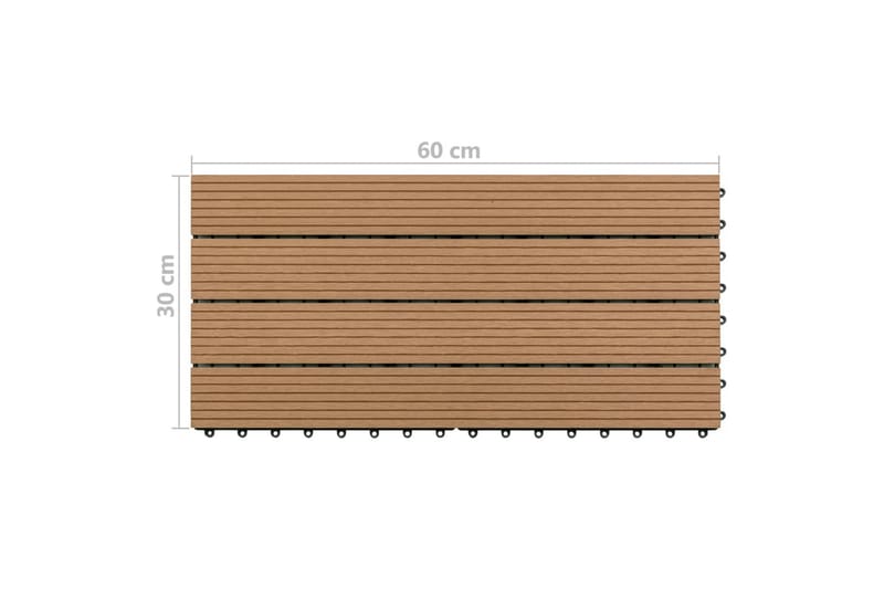 terrassefliser 6 stk. 60x30 cm 1,08 m² WPC brun - Brun - Altangulv & altandæk - Træflise balkon - Udendørsgulv & træflisegulv - Komposit træflise