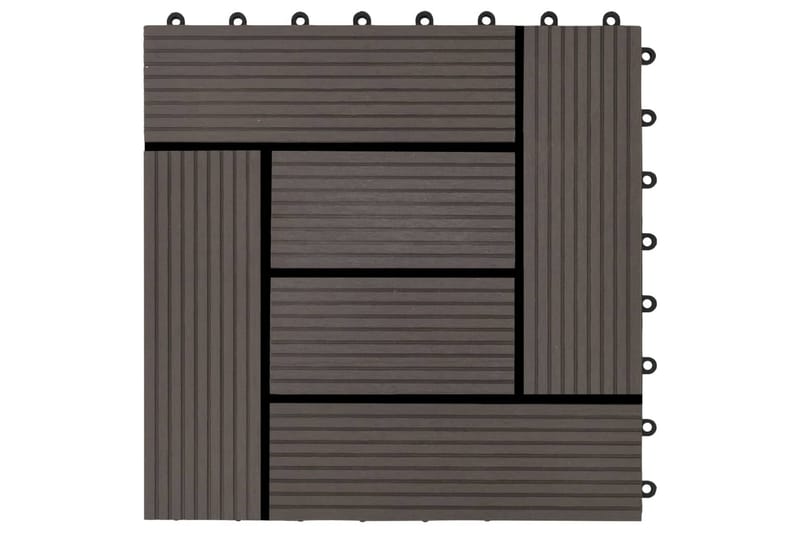 Terrassefliser 22 stk. 30 x 30 cm 2 m2 WPC mørkebrun - Brun - Altangulv & altandæk - Træflise balkon - Udendørsgulv & træflisegulv - Træflise & gulv træflise