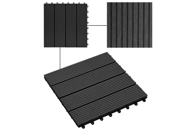 Terrassefliser 22 stk. 30 x 30 cm 2 m2 WPC sort - Sort - Altangulv & altandæk - Træflise balkon - Udendørsgulv & træflisegulv - Træflise & gulv træflise
