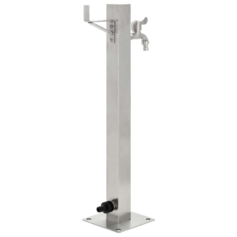 Vandsøjle Til Haven Firkantet Rustfrit Stål 65 Cm - Sølv - Hus & renovering - Byggeri - Vand & afløb - Ventiler