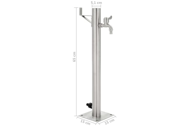 Vandsøjle Til Haven Rund Rustfrit Stål 65 Cm - Sølv - Hus & renovering - Byggeri - Vand & afløb - Ventiler