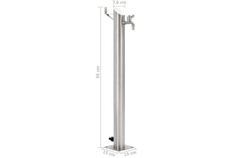 Vandsøjle Til Haven Rund Rustfrit Stål 95 Cm - Sølv - Hus & renovering - Byggeri - Vand & afløb - Ventiler