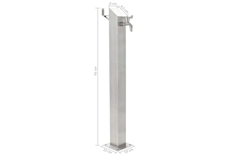Vandsøjle Til Haven Rustfrit Stål Firkantet 95 Cm - Sølv - Hus & renovering - Byggeri - Vand & afløb - Ventiler