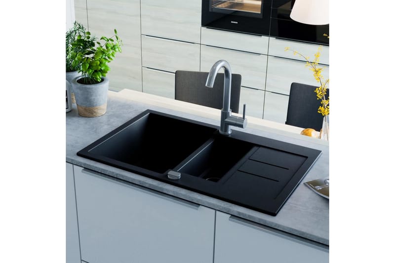 køkkenvask dobbelt vask granit sort - Sort - Kloakrenser - VVS værktøj