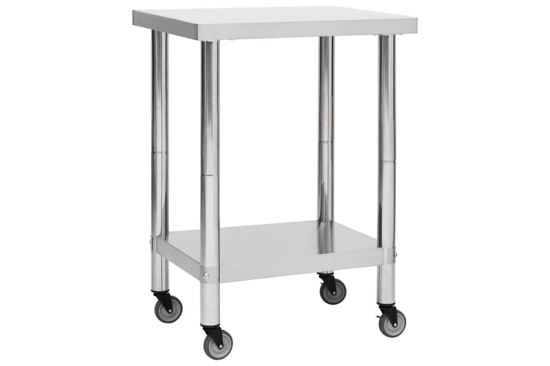arbejdsbord med hjul til køkken 60x45x85 cm rustfrit stål - Garageinteriør & garageopbevaring - Arbejdsbænk