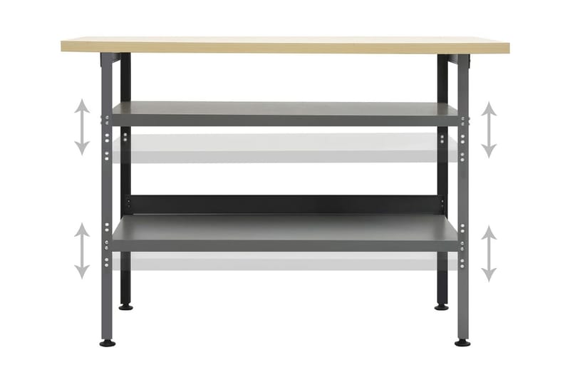 arbejdsbænk 120x60x85 cm stål grå - Grå - Hus & renovering - Garage & værksted - Garageinteriør & garageopbevaring