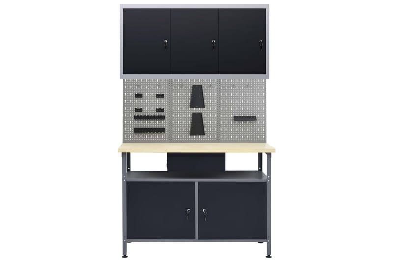 Arbejdsbænk Med 3 Vægpaneler Og 1 Skab - Hus & renovering - Garage & værksted - Garageinteriør & garageopbevaring