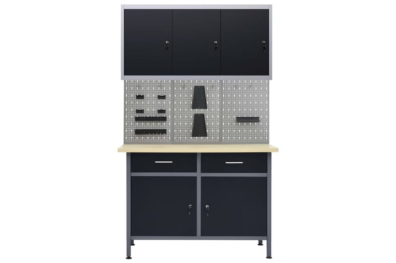 Arbejdsbænk Med 3 Vægpaneler Og 1 Skab - Hus & renovering - Garage & værksted - Garageinteriør & garageopbevaring