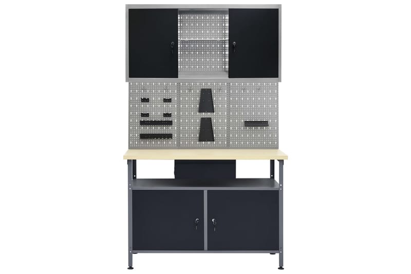 Arbejdsbænk Med 3 Vægpaneler Og 1 Skab - Hus & renovering - Garage & værksted - Garageinteriør & garageopbevaring