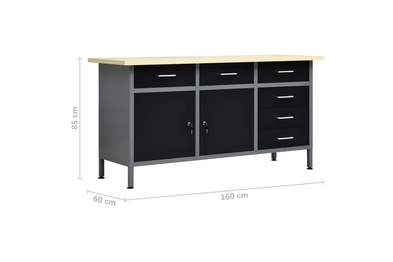 Arbejdsbænk Med 4 Vægpaneler Og 2 Skabe - Hus & renovering - Garage & værksted - Garageinteriør & garageopbevaring