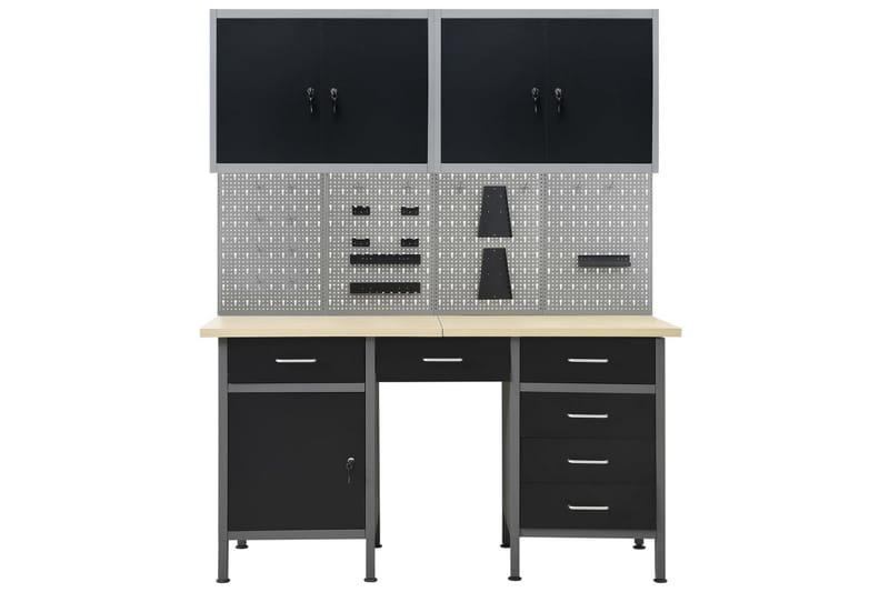 Arbejdsbænk Med 4 Vægpaneler Og 2 Skabe - Hus & renovering - Garage & værksted - Garageinteriør & garageopbevaring