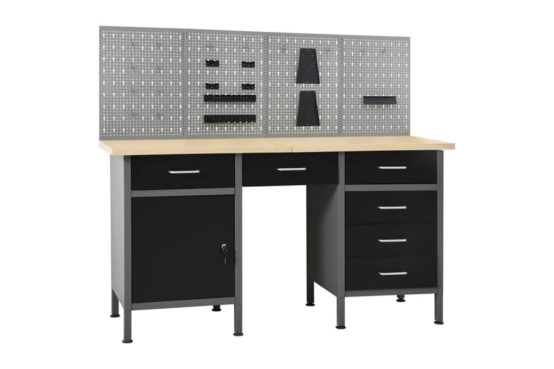 Arbejdsbænk Med Fire Vægpaneler - Hus & renovering - Garage & værksted - Garageinteriør & garageopbevaring