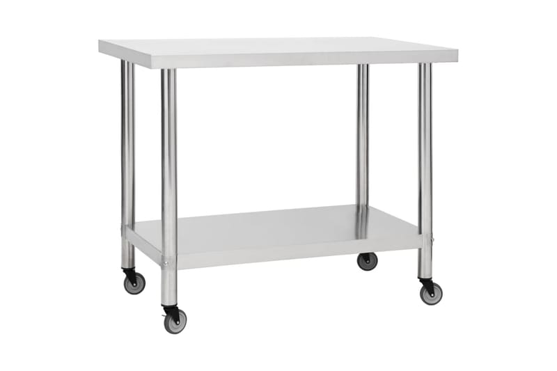 arbejdsbord med hjul til k�økken 100x45x85 cm rustfrit stål - Garageinteriør & garageopbevaring - Arbejdsbænk