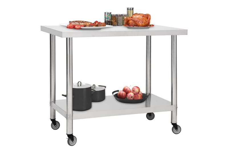 arbejdsbord med hjul til køkken 100x45x85 cm rustfrit stål - Hus & renovering - Garage & værksted - Garageinteriør & garageopbevaring