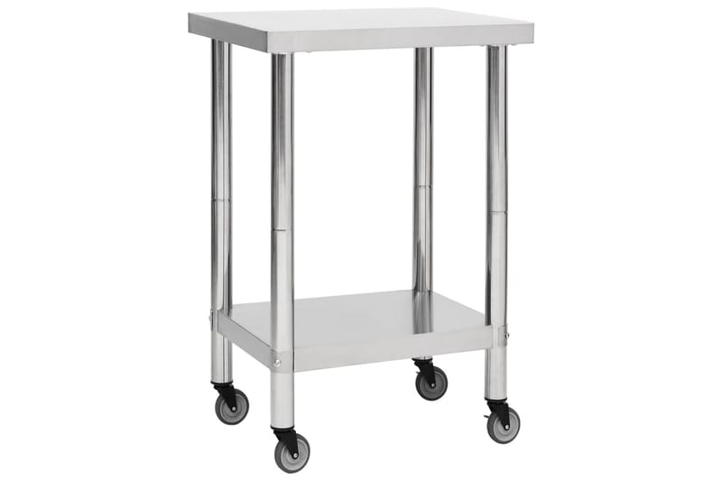 arbejdsbord med hjul til køkken 60x60x85 cm rustfrit stål - Garageinteriør & garageopbevaring - Arbejdsbænk