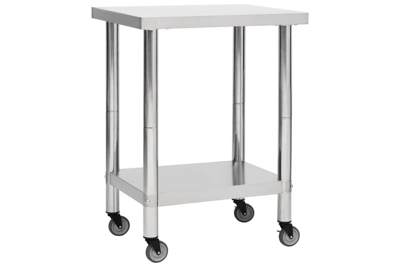arbejdsbord med hjul til køkken 80x30x85 cm rustfrit stål - Garageinteriør & garageopbevaring - Arbejdsbænk